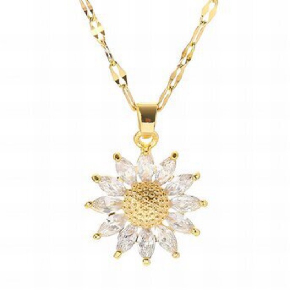18K GOLD PLATED STAINLESS STEEL "FLOWER" NECKLACE, INTENSITY